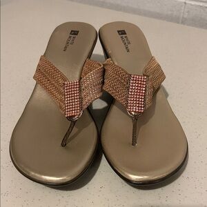 NWOT White Mountain Wedges, Never Worn, Light Brown, Stone Decor